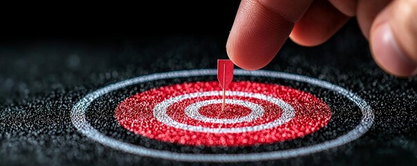 Obraz premium A finger tracing a path to a bullseye target on a goal-setting diagram