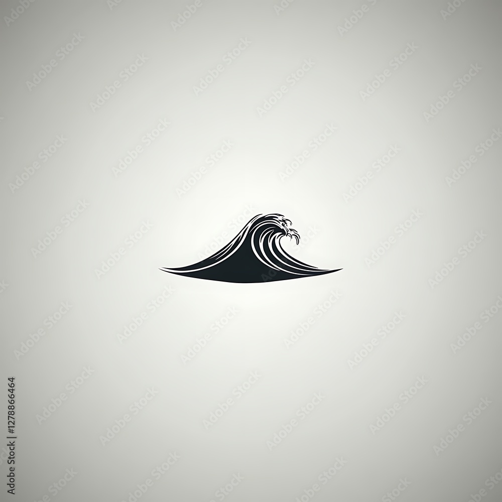 Poster simple and minimal illustration of a wave crest against a plain background