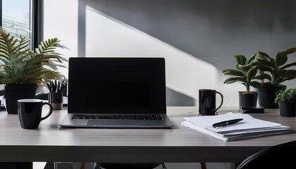 Fototapeta premium 햇살이 비추는 사무실 업무 환경