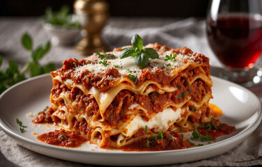 Fototapeta premium lasagna with tomato sauce