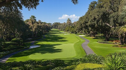 Lush green golf course designed for outdoor sports and leisure activities in nature