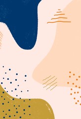 Abstract backgorund with handdrawn boho style and earth tone colors.