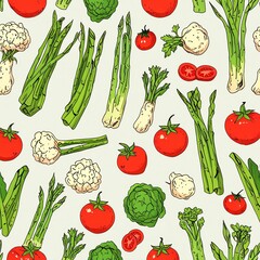 Vibrant Vegetable Pattern: A Delightful Display of Fresh Produce