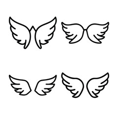 Four Simple Line Art Angel Wings