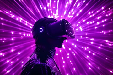 Young man using virtual reality headset. VR, future, gadgets, technology concept. VR, glasses and engineering man on tablet for futuristic research, electronics management or software design. 