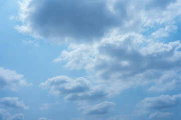 Fototapeta premium Serene Blue Sky with Scattered Cumulus Clouds Natural Light Daytime Panorama