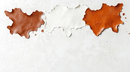 Textured Leather Pieces in Warm Tones on a Light Background for Design Use