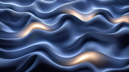 Obraz premium Abstract Waves with Smooth Textures and Soft Illuminations in Shades of Blue and Gray