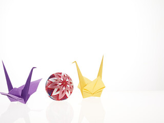 sakura temari with origami bird