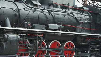 The old locomotive displayed in one art garden
