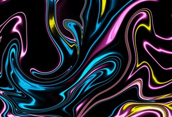 Obraz premium Vibrant abstract design with swirling colors on a dark background.