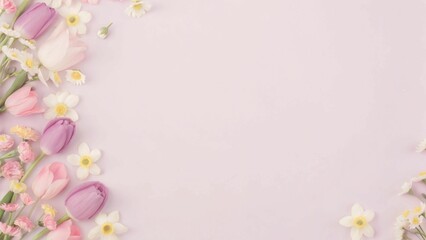 Fototapeta premium Beautiful Spring Flowers on Paper Background