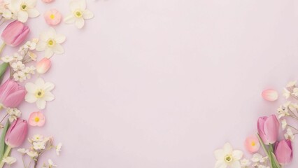 Fototapeta premium Beautiful Spring Flowers on Paper Background