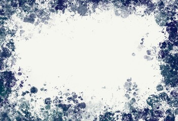 Abstract Watercolor Frame with Splatters in Shades of Blue