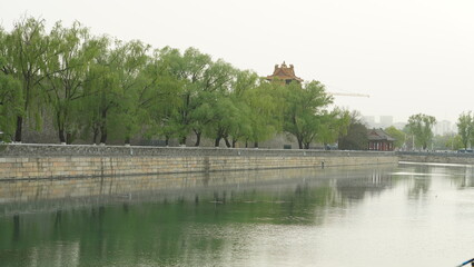 The corner pavilon located in the corner of the Forbidden City of Beijing
