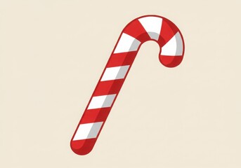 candy cane, stylized graphic, red and white stripes, festive icon, minimalist design, holiday symbol, geometric shape, Christmas motif, vector illustration