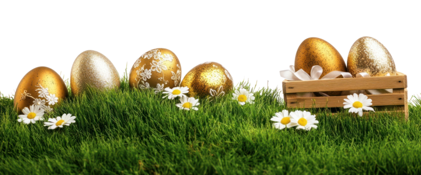 PNG 6 Easter eggs grass festive easter.