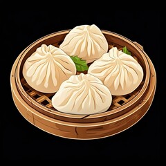 an AI Image Generator, Bamboo Steamer With Traditional Dumplings