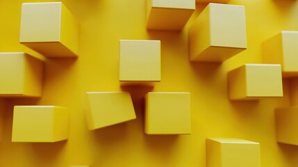 An abstract vertical animation featuring a geometric background with flying yellow cubes, rendered in 3D and presented as a 4K seamless looped video.
