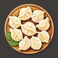 an AI Image Generator, Bamboo Steamer With Traditional Dumplings