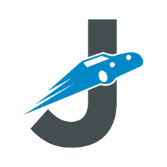 Speed Car Logo combine with letter J vector template