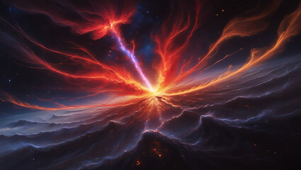 "Colorful Nebula with Ringed Planet in the Milky Way – Hyper-Realistic Space Art"