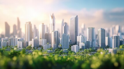 Fototapeta premium A cityscape with a lot of buildings and trees