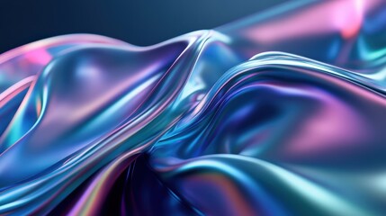 Obraz premium An enchanting 3D render of an iridescent wave, showcasing shifting hues and a fluid, shimmering effect.