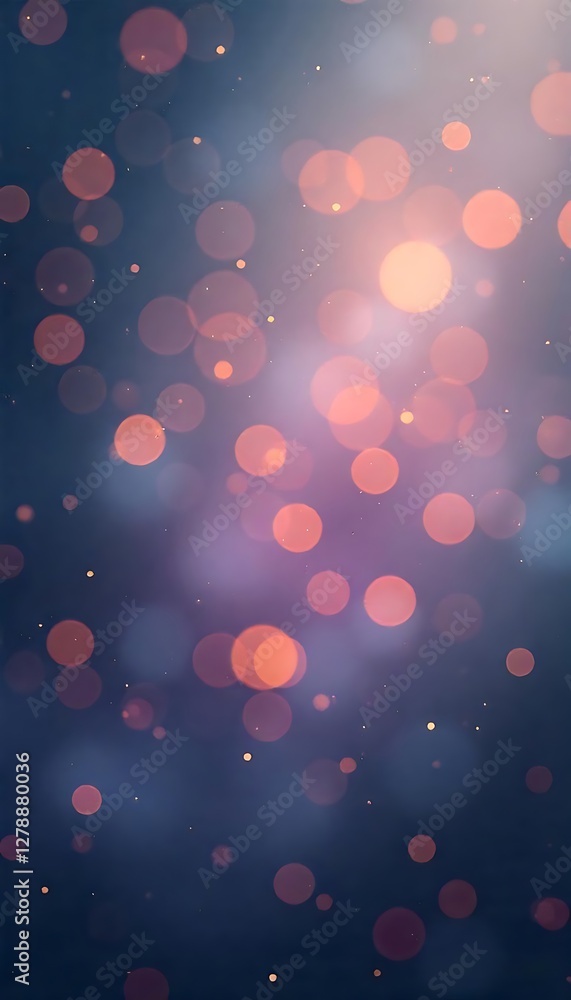 Aufkleber generative ai image of ethereal pink bokeh lights floating against a deep blue background, soft and 