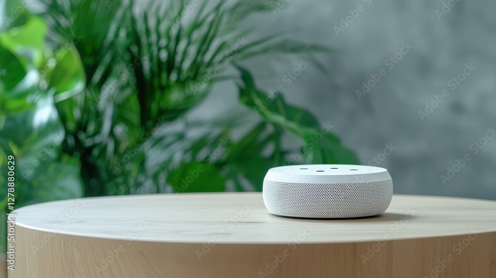 Aufkleber customer experience satisfaction optimization concept. smart device on a wooden table with greenery 