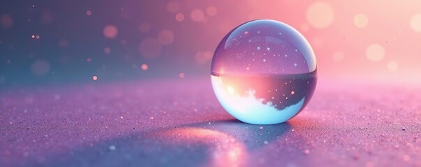 Soap bubble sphere embedded in surface texture, translucent, gentle, embedded sphere