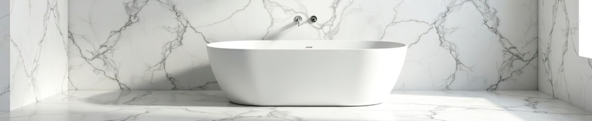 Soaking tub with marble floor and white walls, luxury, marble, bathroom