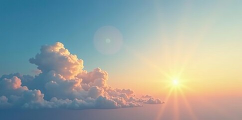 Soft blue and warm yellow sky with clouds at sunset, sky, clouds