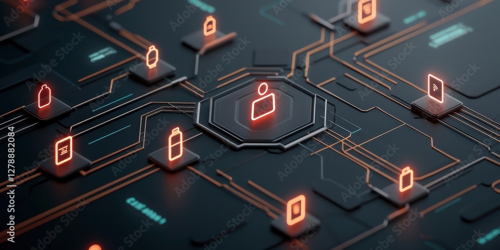 Poster customer experience satisfaction optimization concept. digital network illustration with security ic