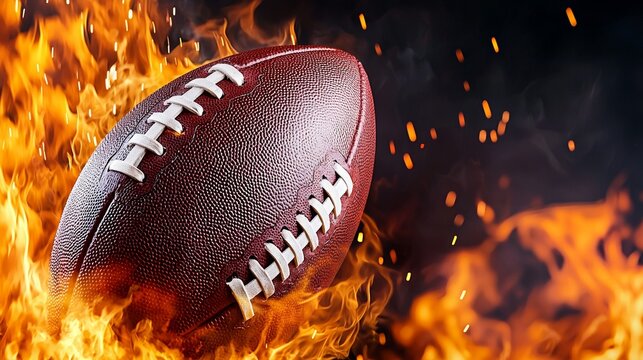 Fiery American Football  Burning Sport  Gridiron Action
