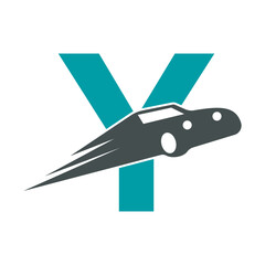 Speed Car Logo combine with letter Y vector template