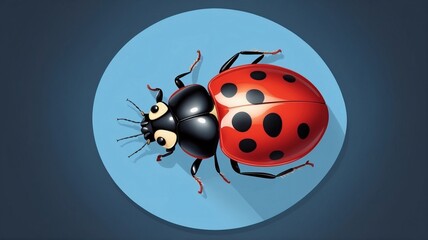 Obraz premium Vibrant Insect with Spotted Wings on a Circular Background