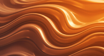 Luxurious Flowing Waves in Warm Golden Bronze &ndash; Smooth and Glossy Abstract Texture