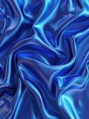 Obraz premium Rich royal blue satin features deep folds and cool highlights, enhanced by soft moody lighting for drama