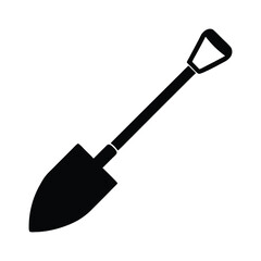 Isolated Black Shovel Silhouette Clean Flat Vector Design on White Background. Adobe Illustrator Artwork