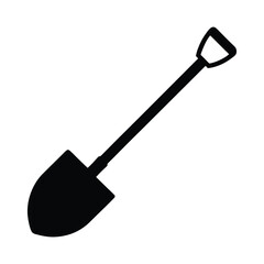 Black Shovel Silhouette Front View Minimalist Vector Graphic for Design Use. Adobe Illustrator Artwork