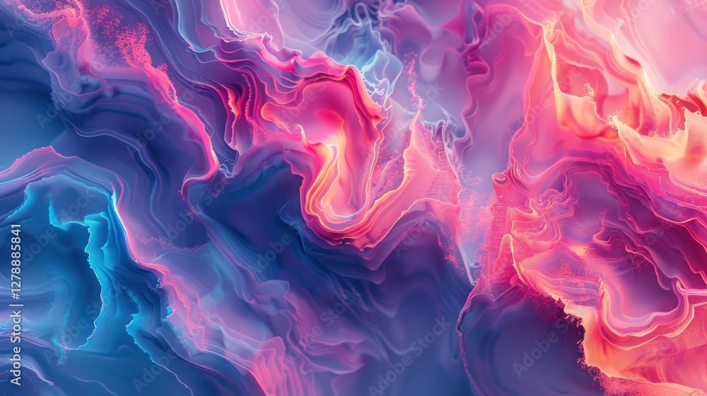 Poster neon pink and blue swirl in a mesmerizing vortex, creating a captivating and dynamic light display