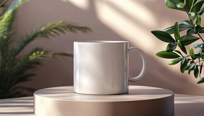 Eco-Friendly Mug Mockup Celebrating Earth Day with a Blank White Mug Ideal for Custom Artwork and Environmental Messages