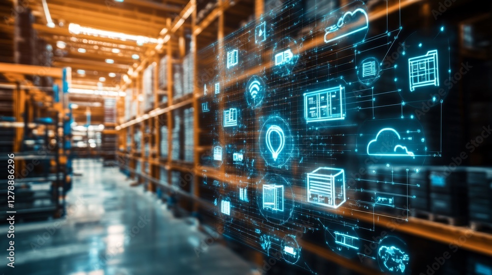 Poster managing digital supply chains global networks conceptual image virtual environment digital viewpoin