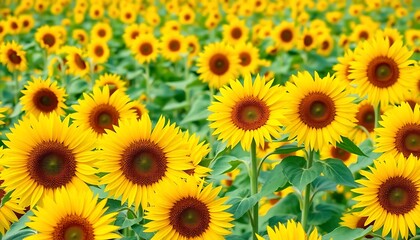 Fototapeta premium Vibrant Sunflower Field Full Bloom Bright Yellow Sunflowers