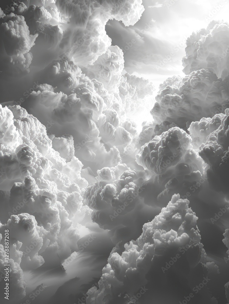 Poster floating clouds create a timeless elegance in a surreal, moody landscape filled with swirling format