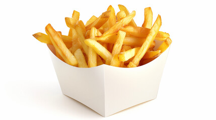 french fries inside white paper box mockup