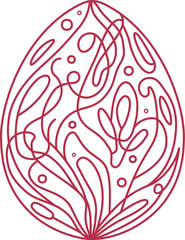 Line art illustration of an Easter Egg, vector graphic for spring designs.