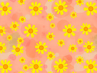 Seamless Yellow Daisy Pattern on Pastel Background