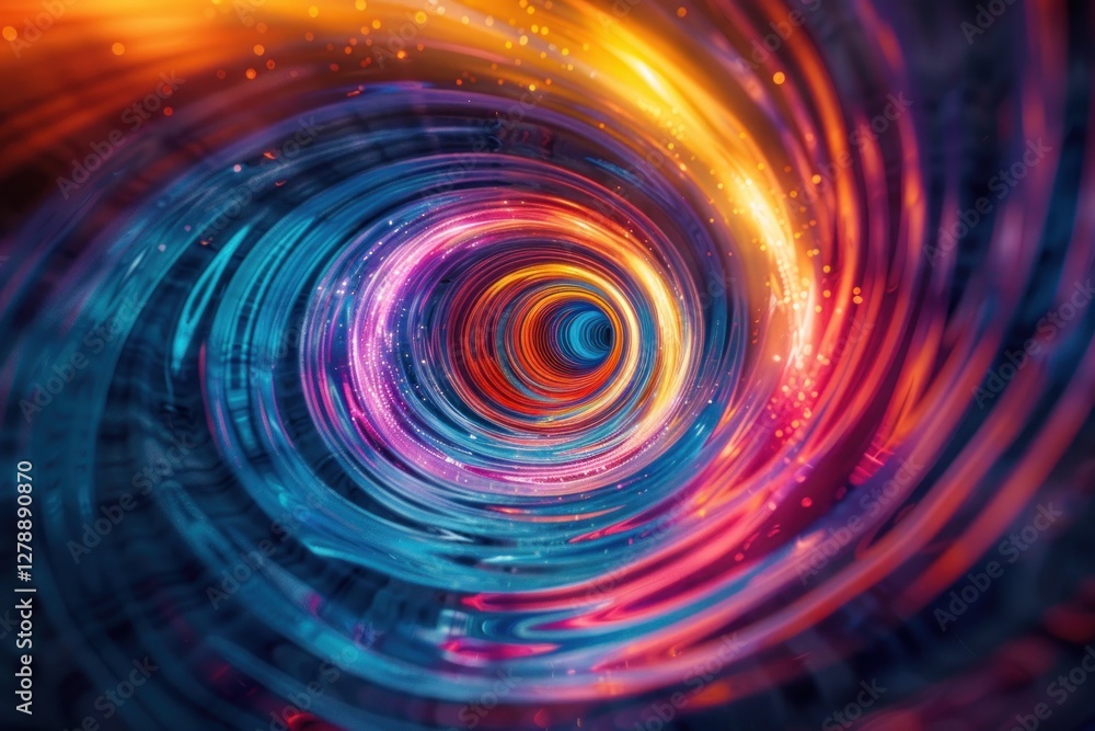 Poster a fast and hypnotic whirlpool of psychedelic colors spins, with smooth transitions creating a captiv